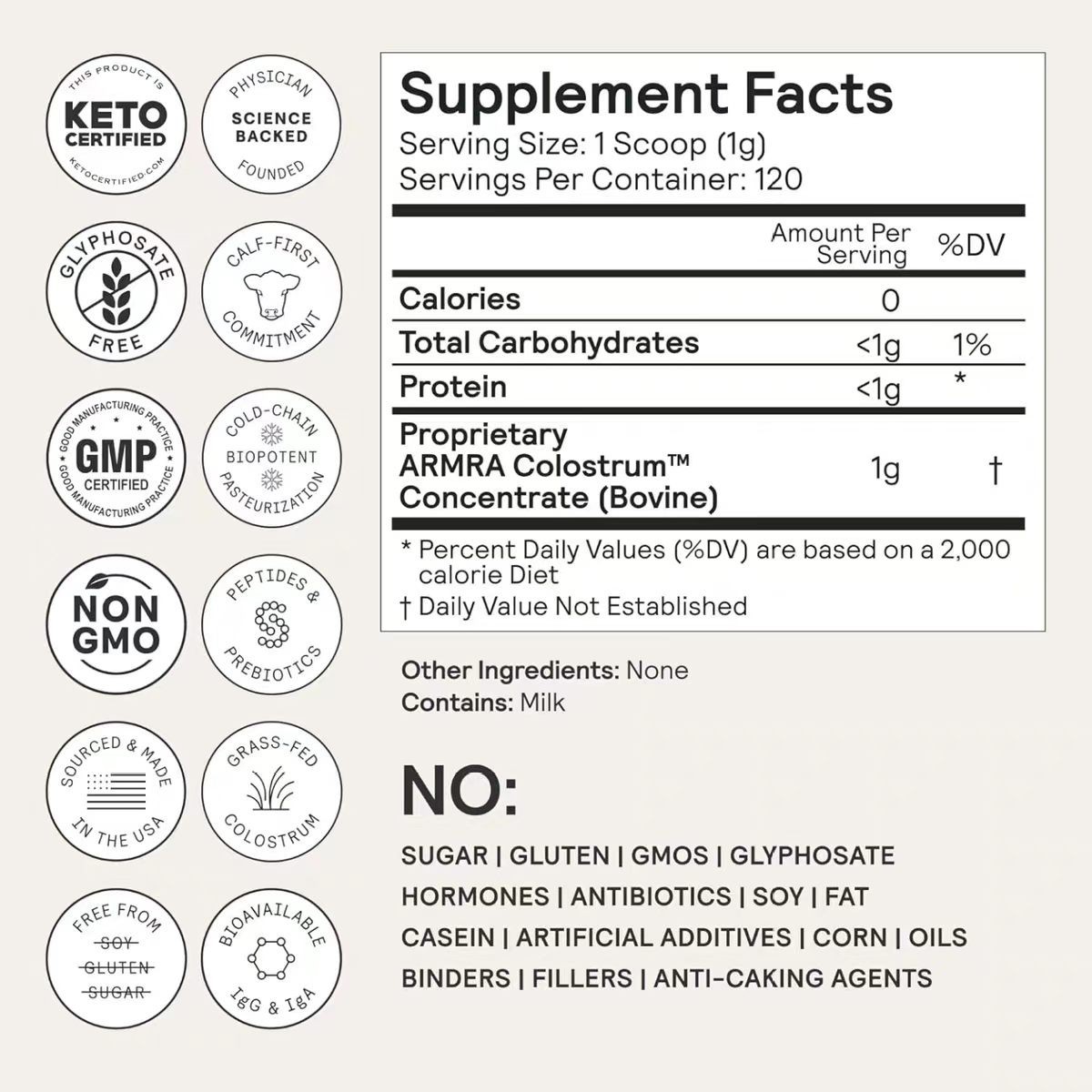 ARMRA Colostrum Powder | Unflavored | Gut Health & Bloating | Skin & Hair | Immu