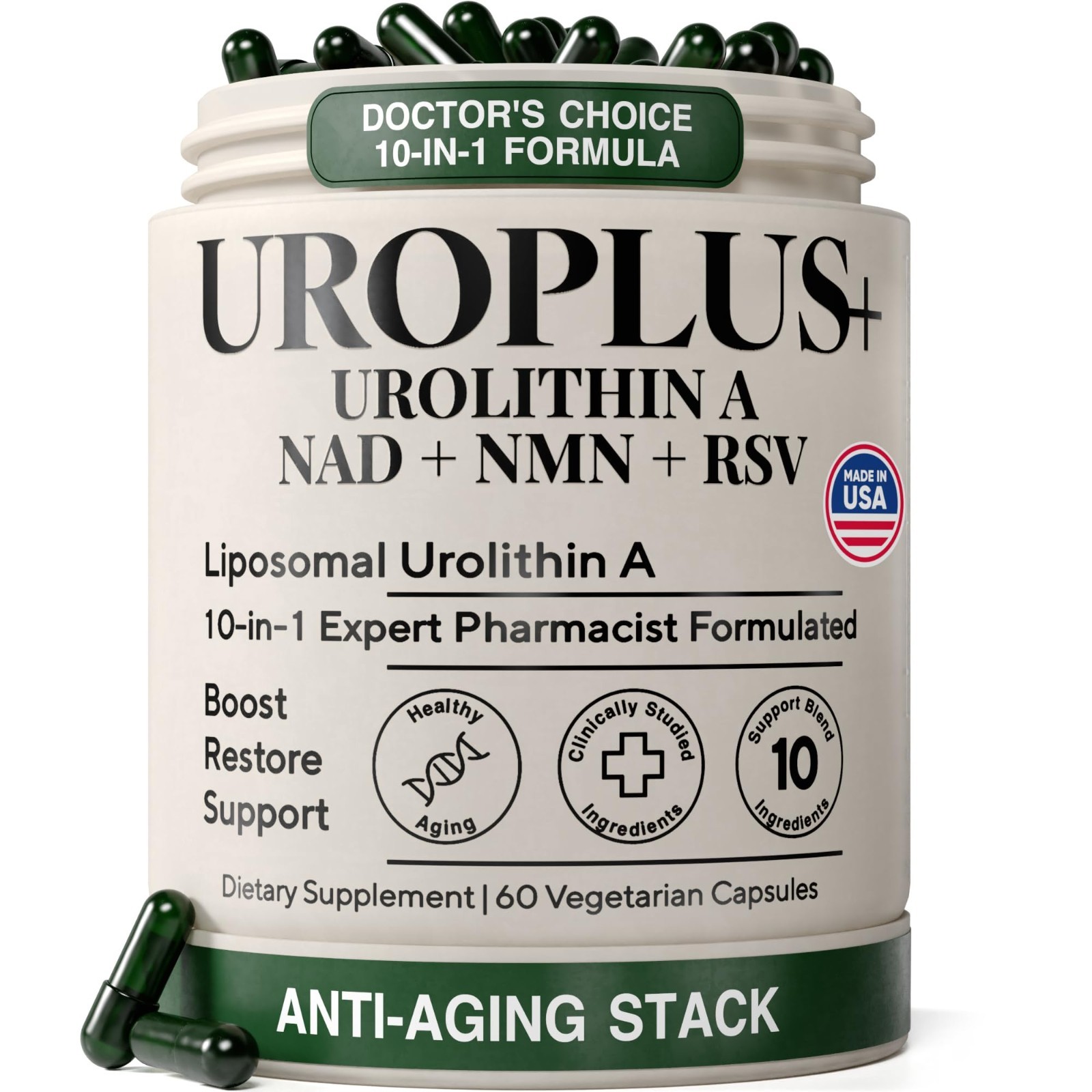 Liposomal Urolithin A 1250mg Complex | NAD+, NMD, Resveratrol | Energy, Cellular
