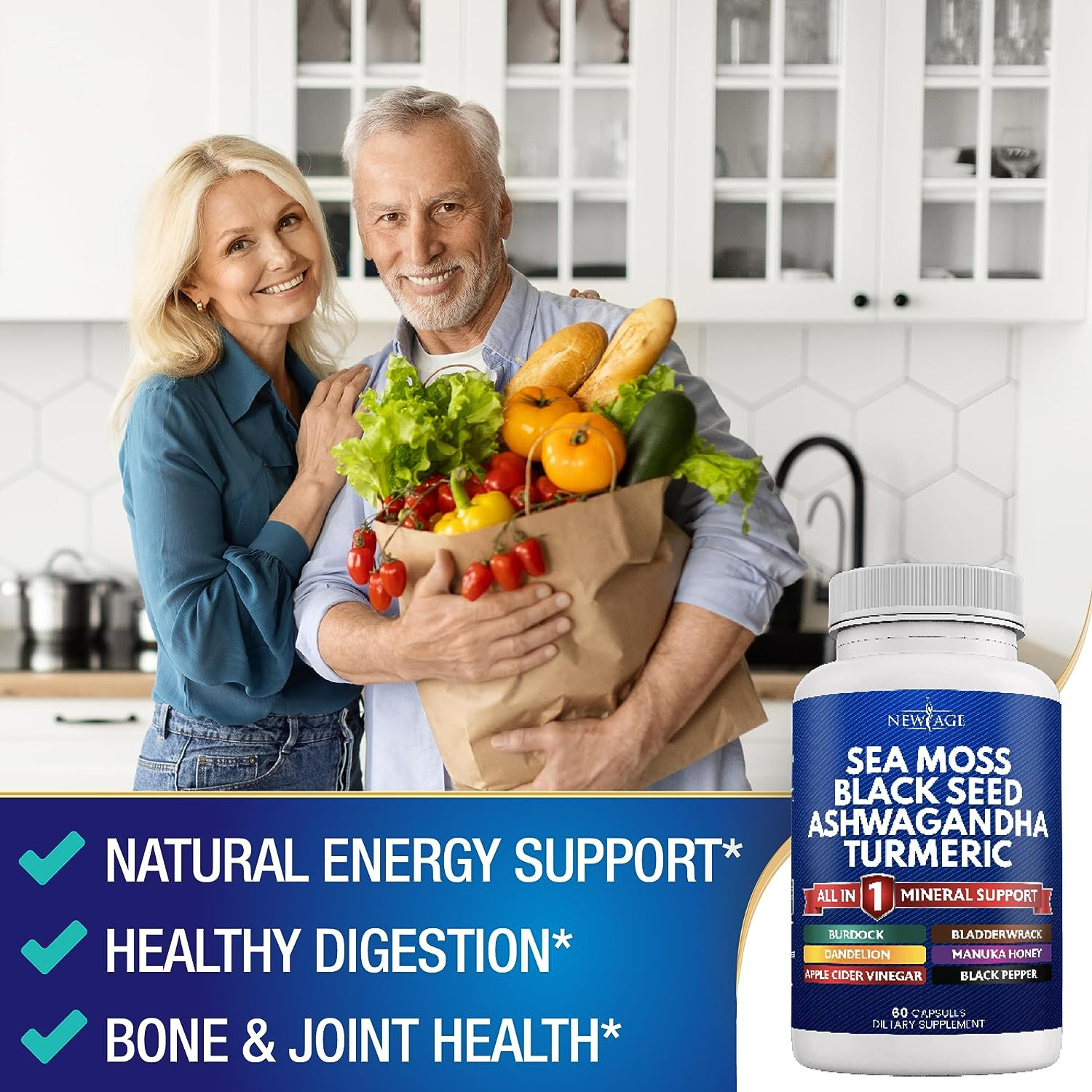 Silica Sea Moss 3000Mg Black Seed Oil 2000Mg Ashwagandha 1000Mg Turmeric 1000Mg
