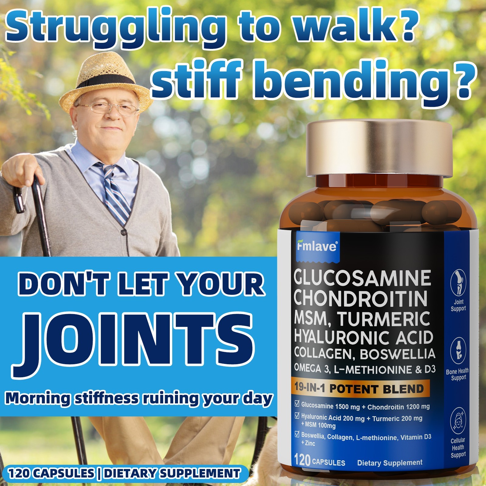 Glucosamine Chondroitin Turmeric MSM Triple Strength Joint Support 2800mg 120pcs