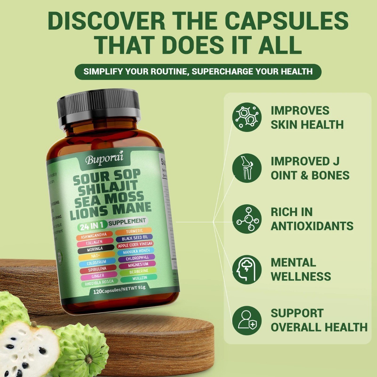 24-in-1 Soursop Dietary Supplement | Supports Skin, Joint & Bone Health NEW