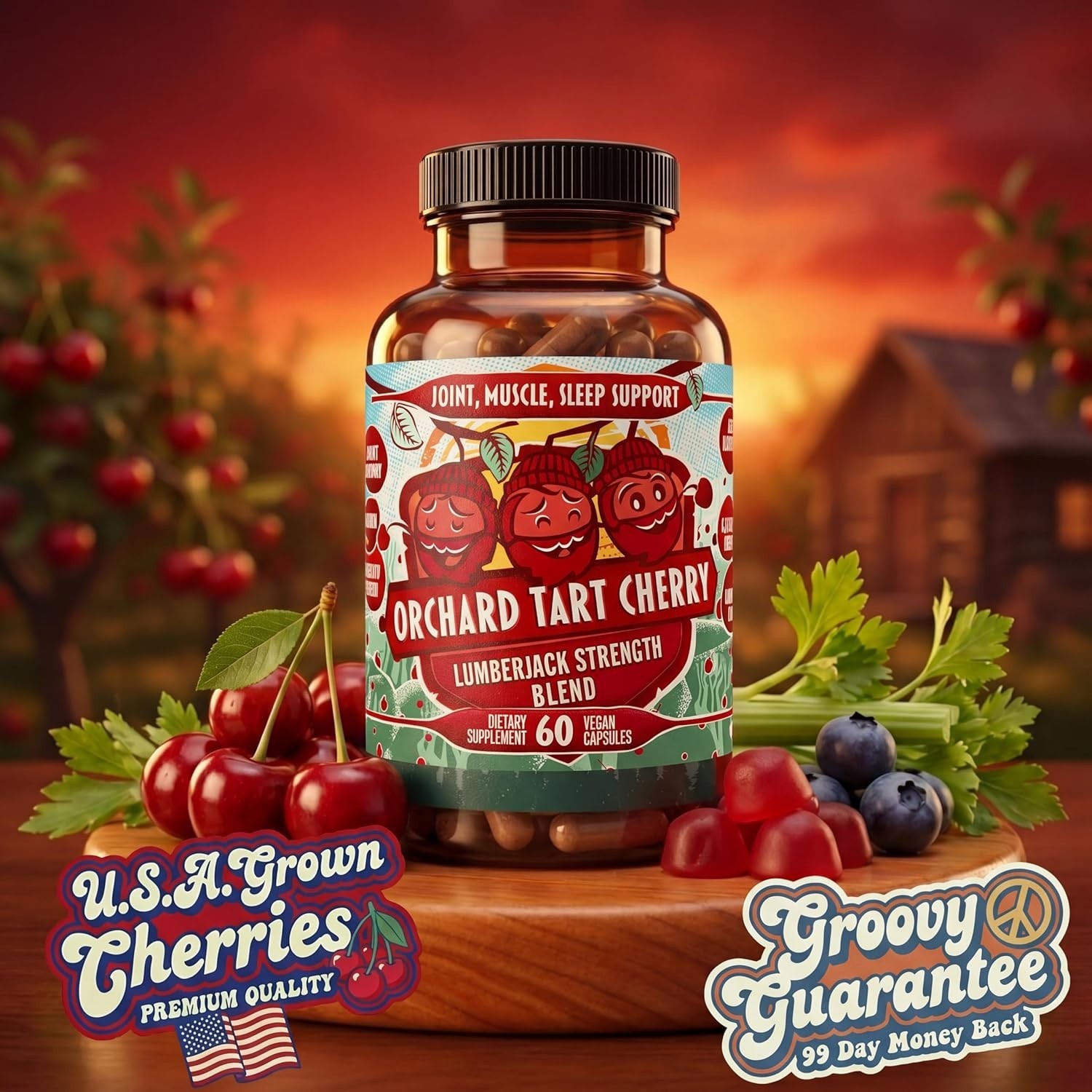 Orchard Tart Cherry Capsules – 90 Count for Joint Health & Recovery