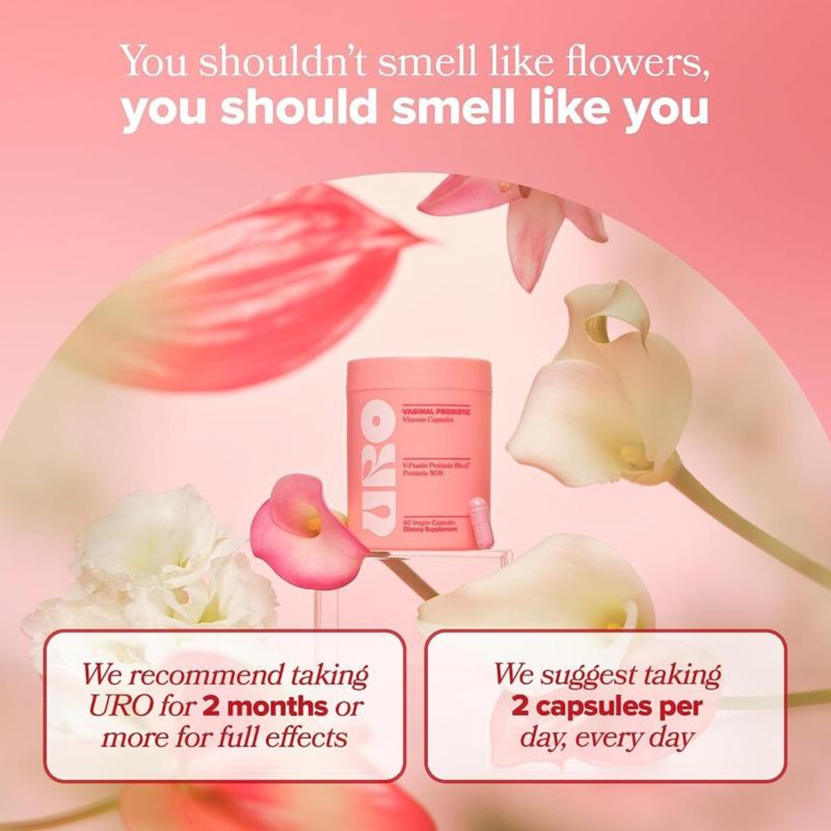 URO Feminine Probiotics 60 Caps | Prebiotic Probiotic Blend Designed for pH & Fr