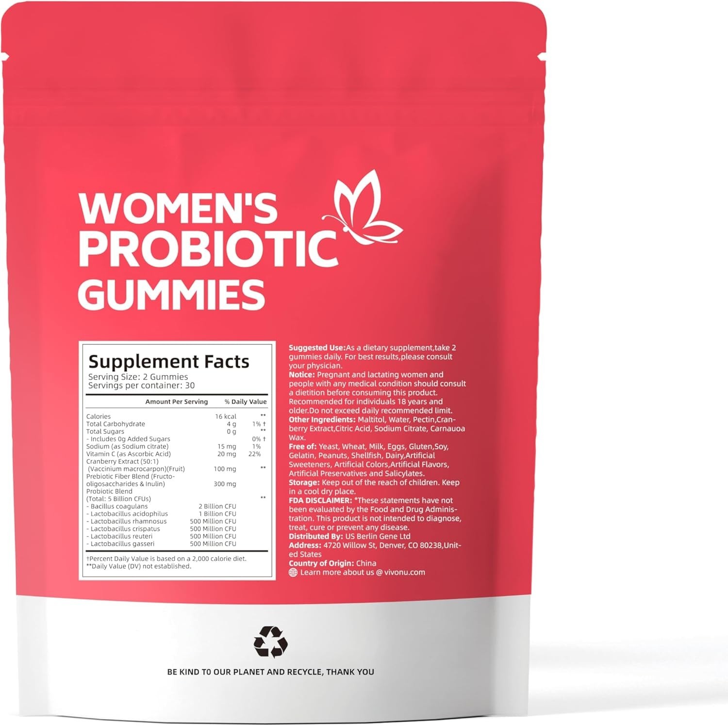 Vaginal Probiotics for Women, Feminine Balance pH Gummies 60pcs/1bag