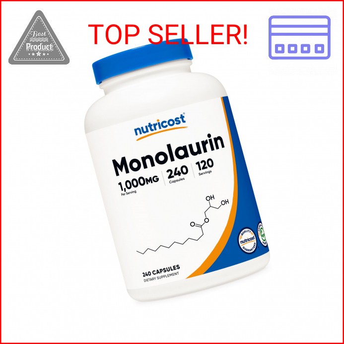 Nutricost Monolaurin 1000 mg (120 Servings, 240 Capsules) – Gluten-Free, Non GMO