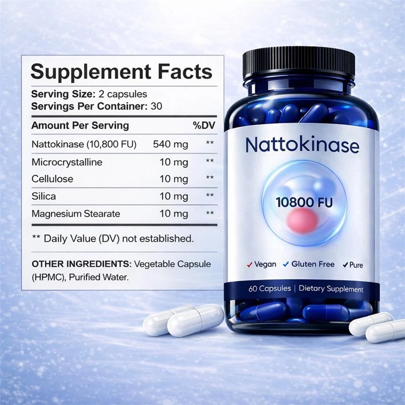 3PCS Nattokinase Supplement – 10800 FU 60 Capsules Per Serving Heart Circulation