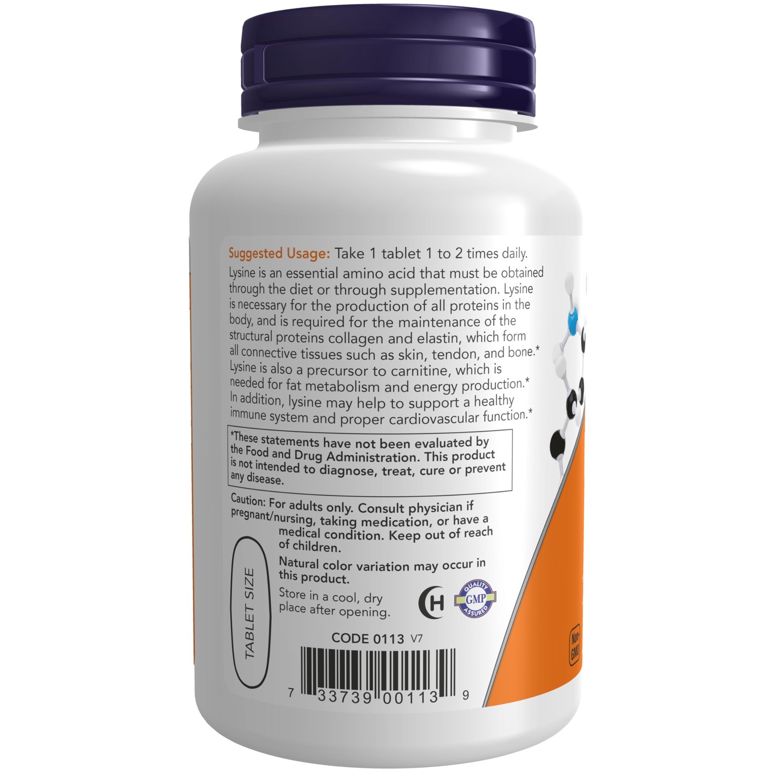 NOW Foods Supplements, (L-Lysine Hydrochloride) 100 Count (Pack of 1), Cream