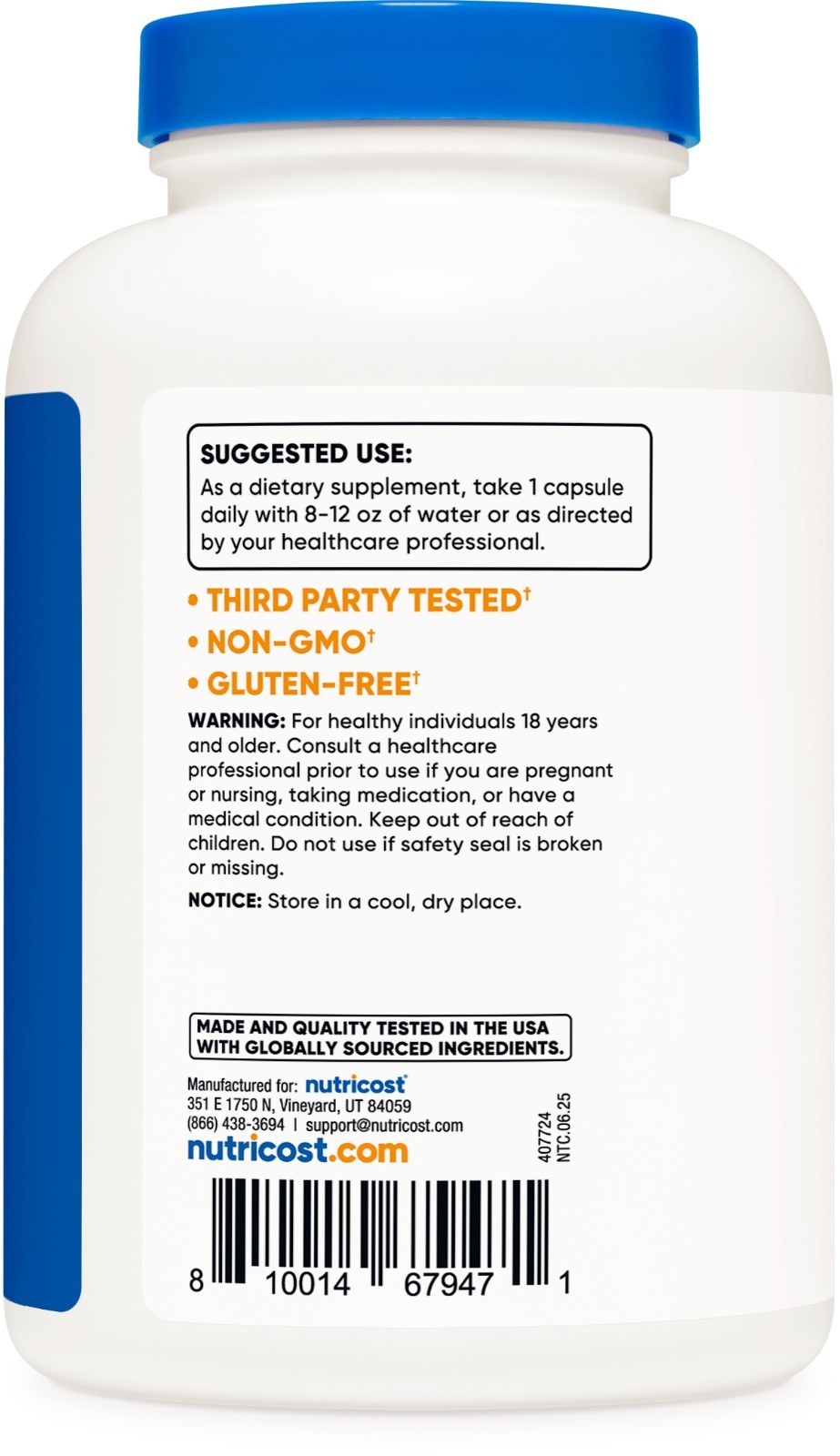 Nutricost Potassium Citrate 99mg, 500 Capsules – Gluten Free & Non-GMO