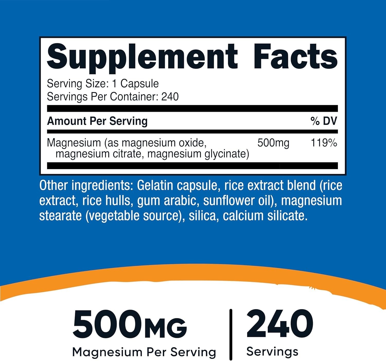Nutricost Magnesium Complex 500mg 240 Caps Oxide Citrate Glycinate Non GMO USA