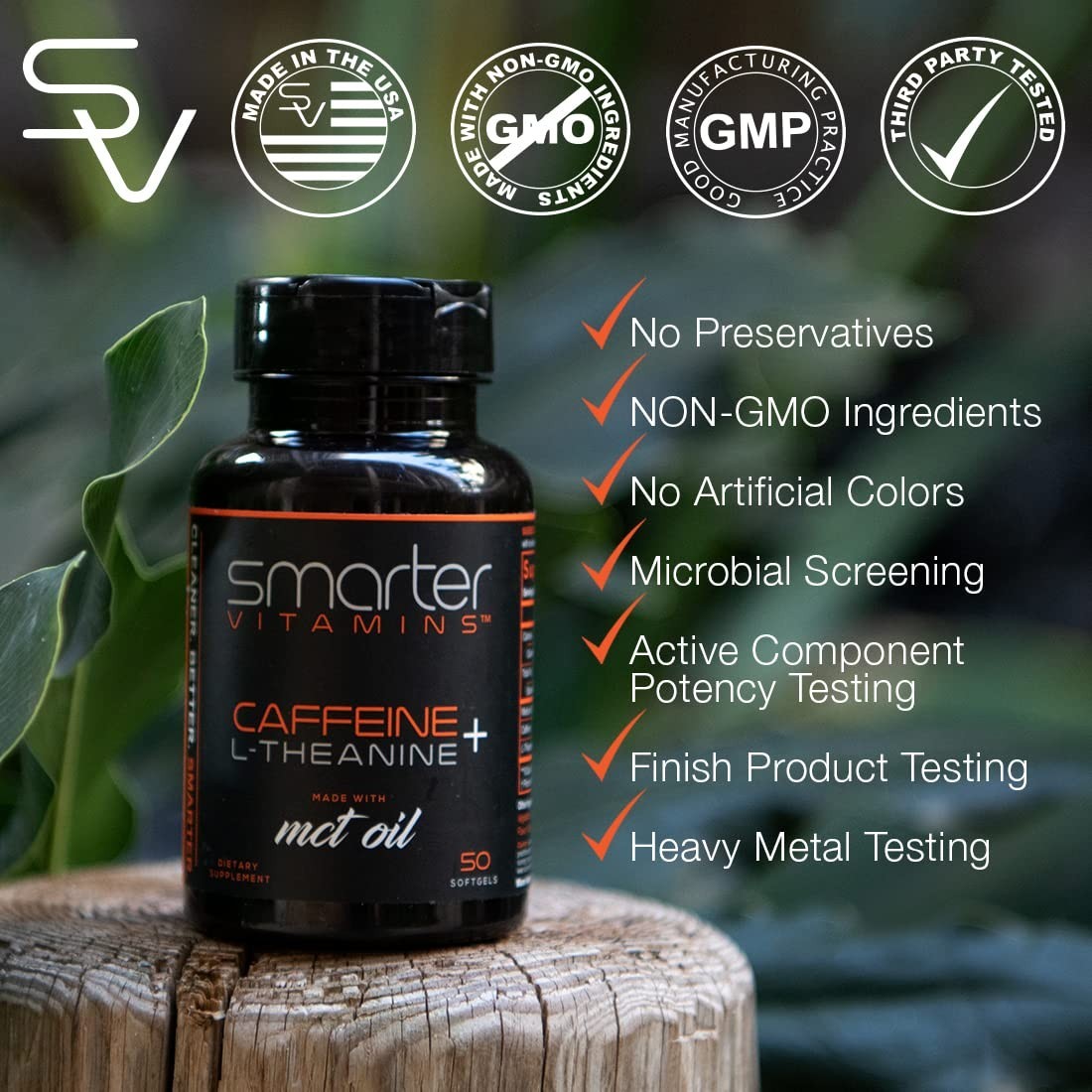 200mg Caffeine Pills with MCT Oil & L-Theanine – Energy, Focus, 50 Softgels