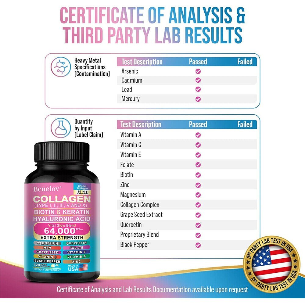 Biotin Keratin Supplement Collagen That Helps Hair Skin Nails Grow 120 Pills US