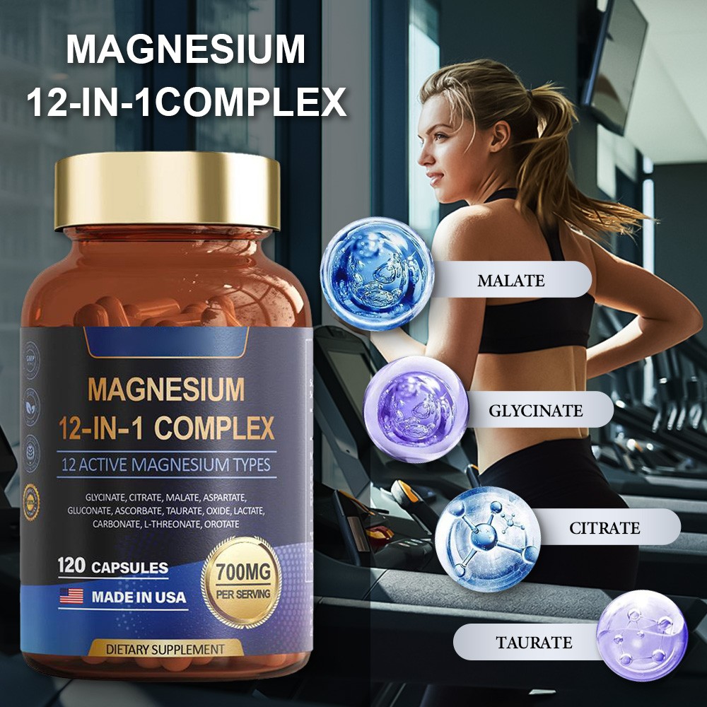 1-3 PACK Magnesium Complex 700mg 12 in 1 Magnesium Supplement with 120 counts-+