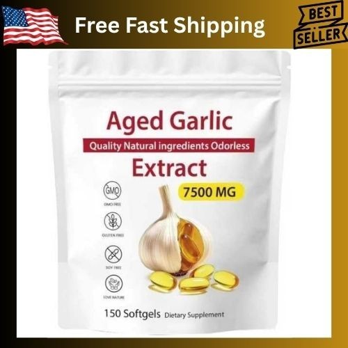 Odorless Garlic 7500mg Per Servings, 300 Softgels | 2 Years Aged Garlic Extra…