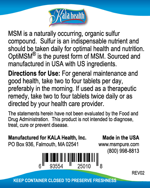 Kala Health MSMPure MSM Tablets, 1,000mg per tablet
