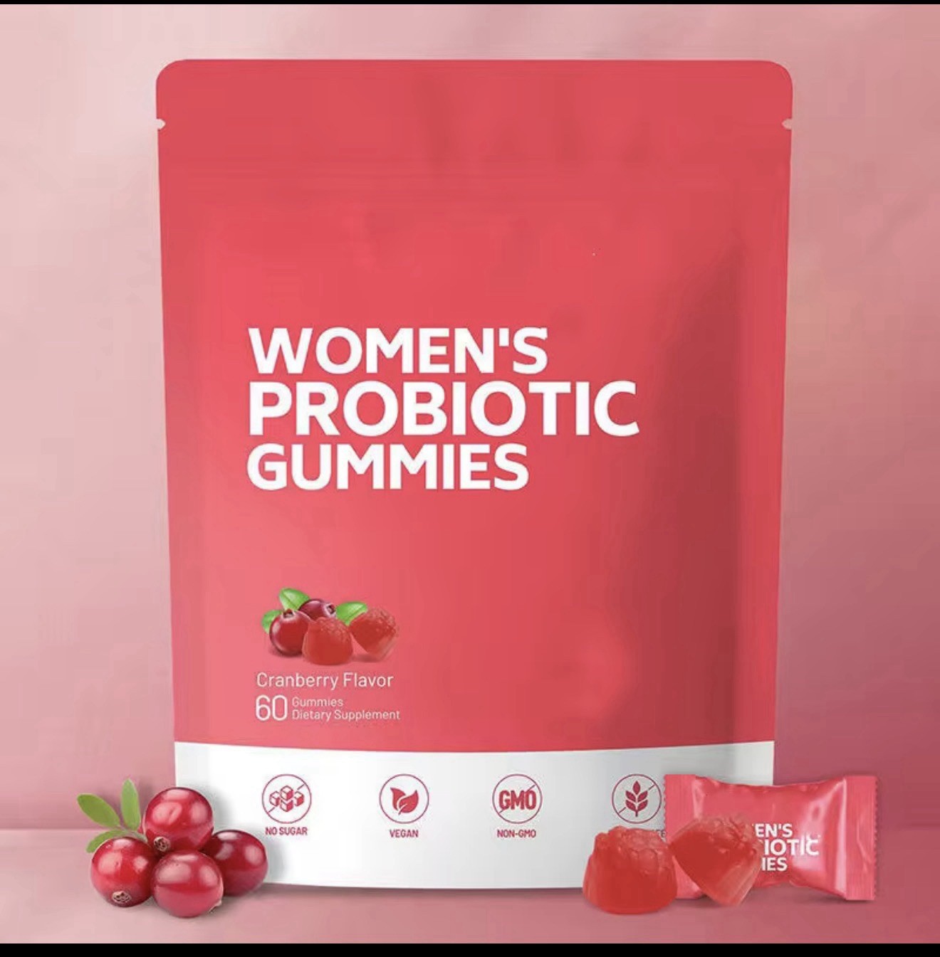 Women’s Cranberry Probiotic Gummies 5B CFU Digestive Health 60ct