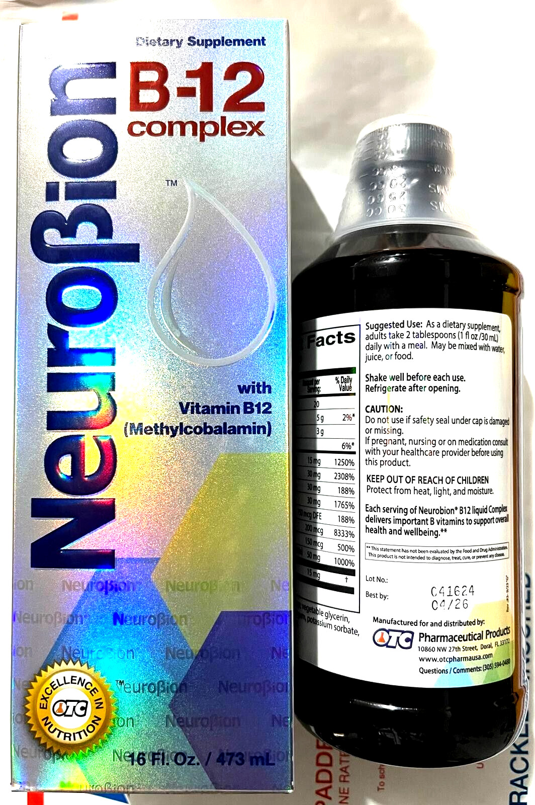 Neurobion B12 Complex Liquid Metabolism and Energy Supplement Vitamins, 16 fl oz