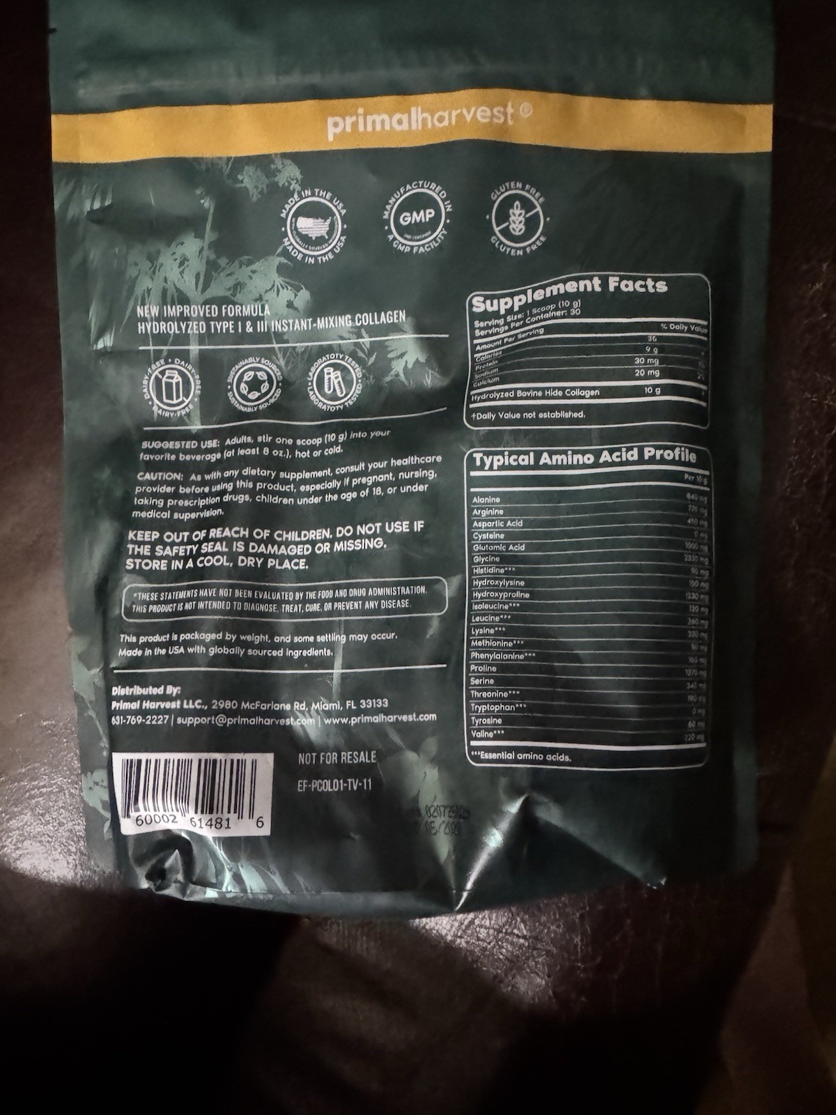 Primal Harvest Collagen Powder for Women or Men Primal Collagen Peptides usa f/s