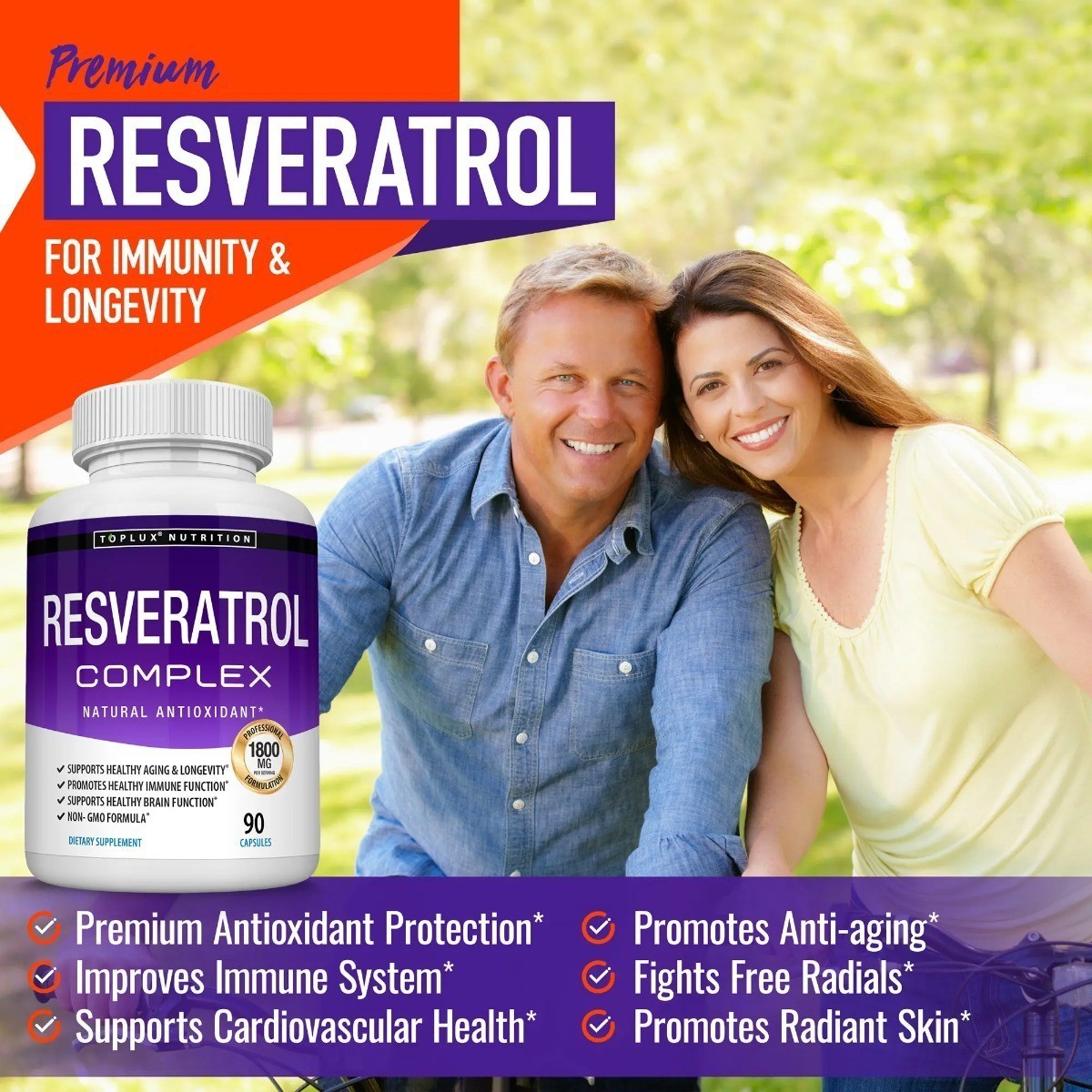 NEW 1800mg Resveratrol Supplement | Natural Antioxidant Support