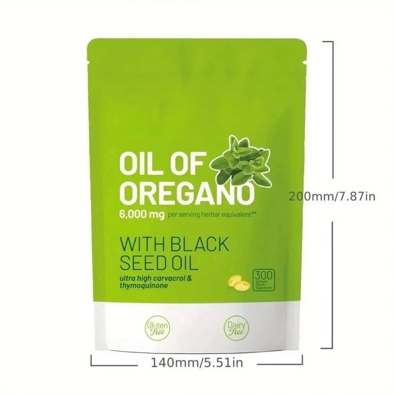 Oil of Oregano 300 Softgels with Black Seed Oil – 6000mg Oregano Oil NEW