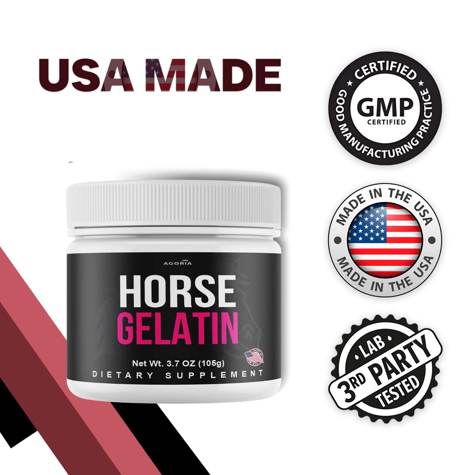 (1 Pack) Horse Gelatin Performance Powder, Horse Gelatin Men’s Health Powder
