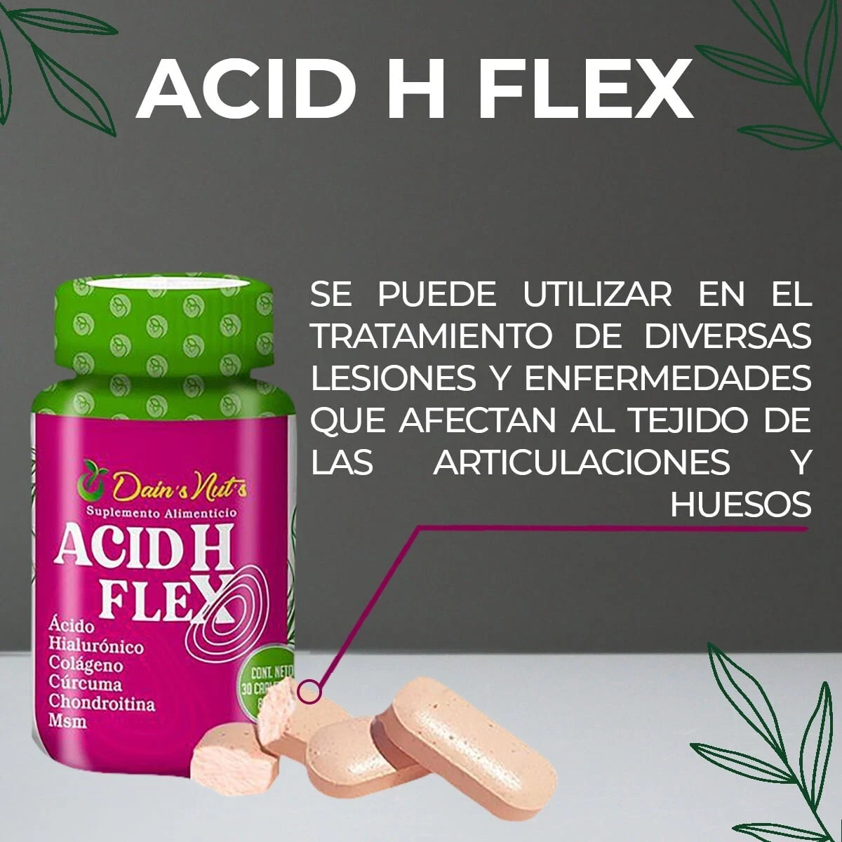 Acid H Flex (30 Caplets) Joint Support Hyaluronic Acid, Collagen Supplement