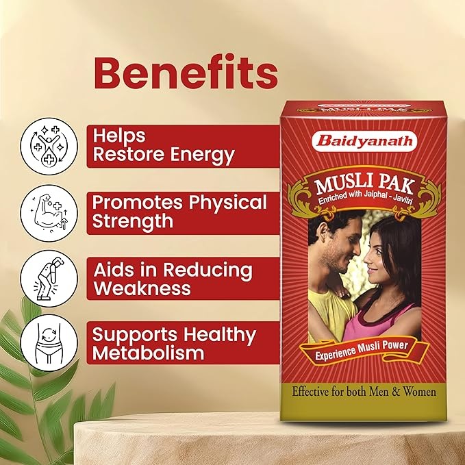 Baidyanath Musli Pak for stamina, strength booster 100% herbal 250gms + F/S