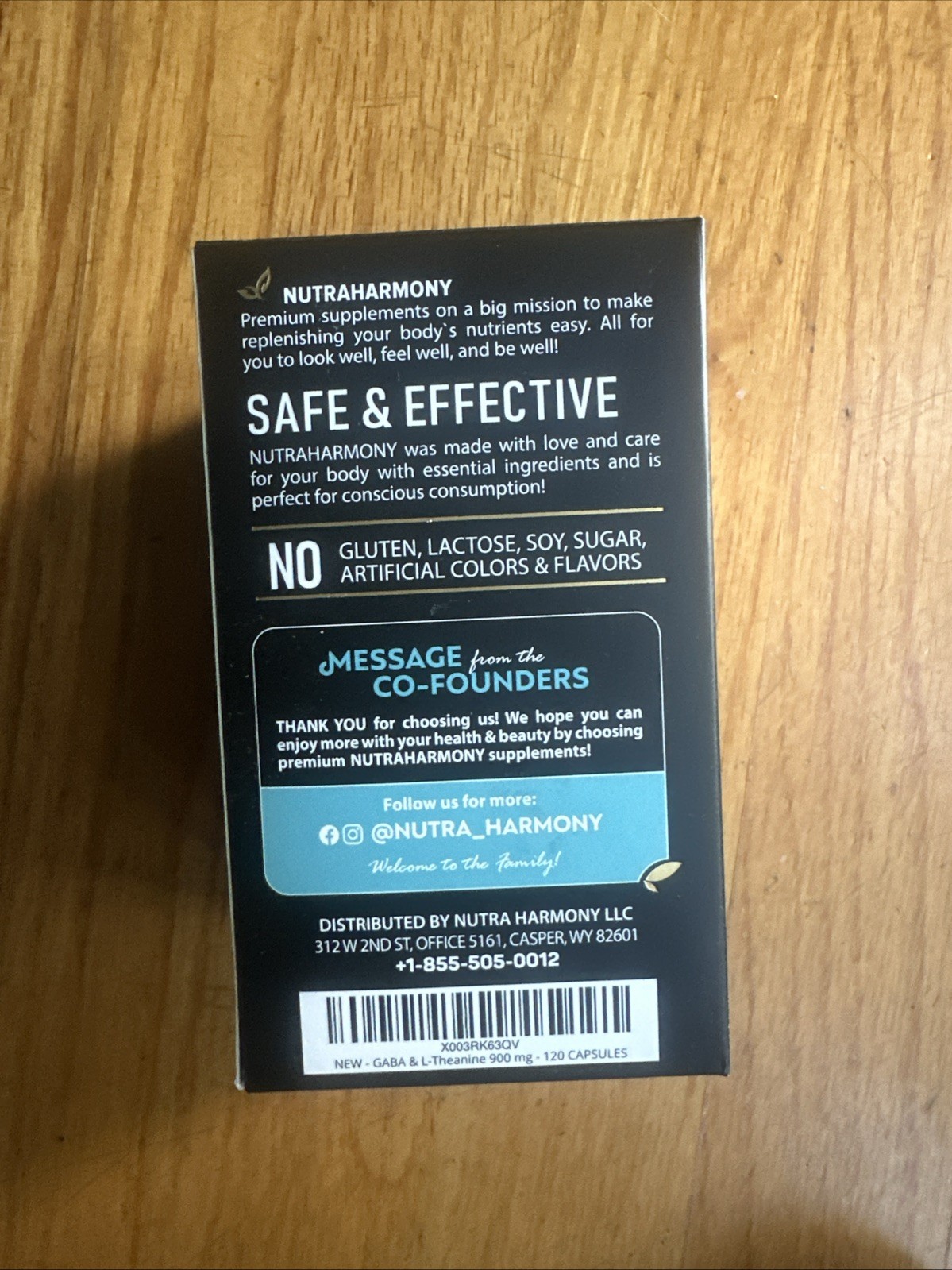 Nutra Harmony GABA L-Theanine 900 mg Magnesium, B12, B6 120 ct