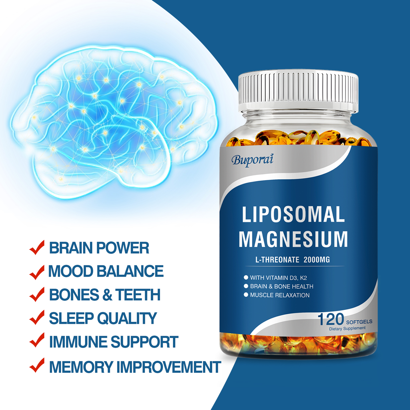 Liposomal Magnesium L-Threonate – Brain, Heart, Bone, Muscle & Sleep Support