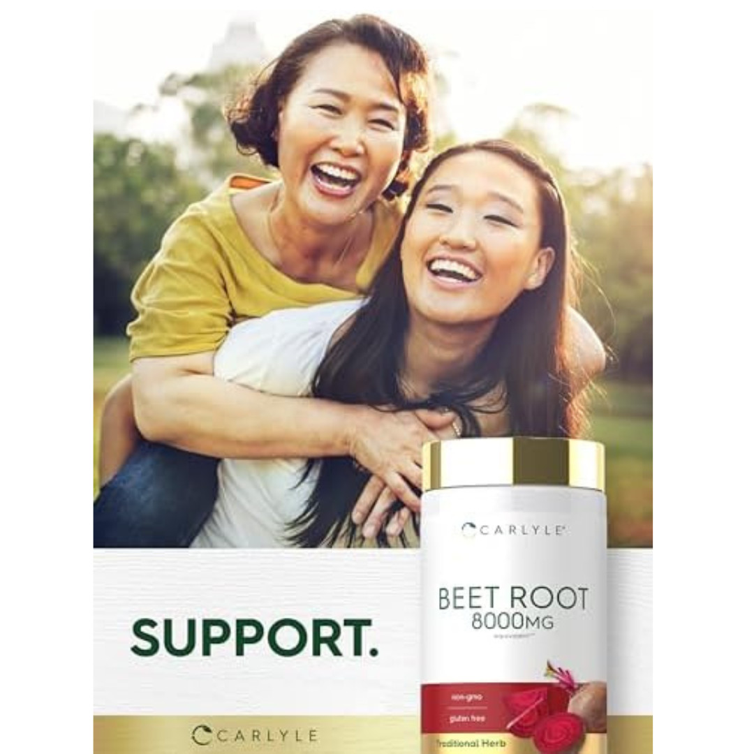 Beet Root Capsules | 8000mg | 120 Count | Non-GMO, Gluten Free | by Carlyle