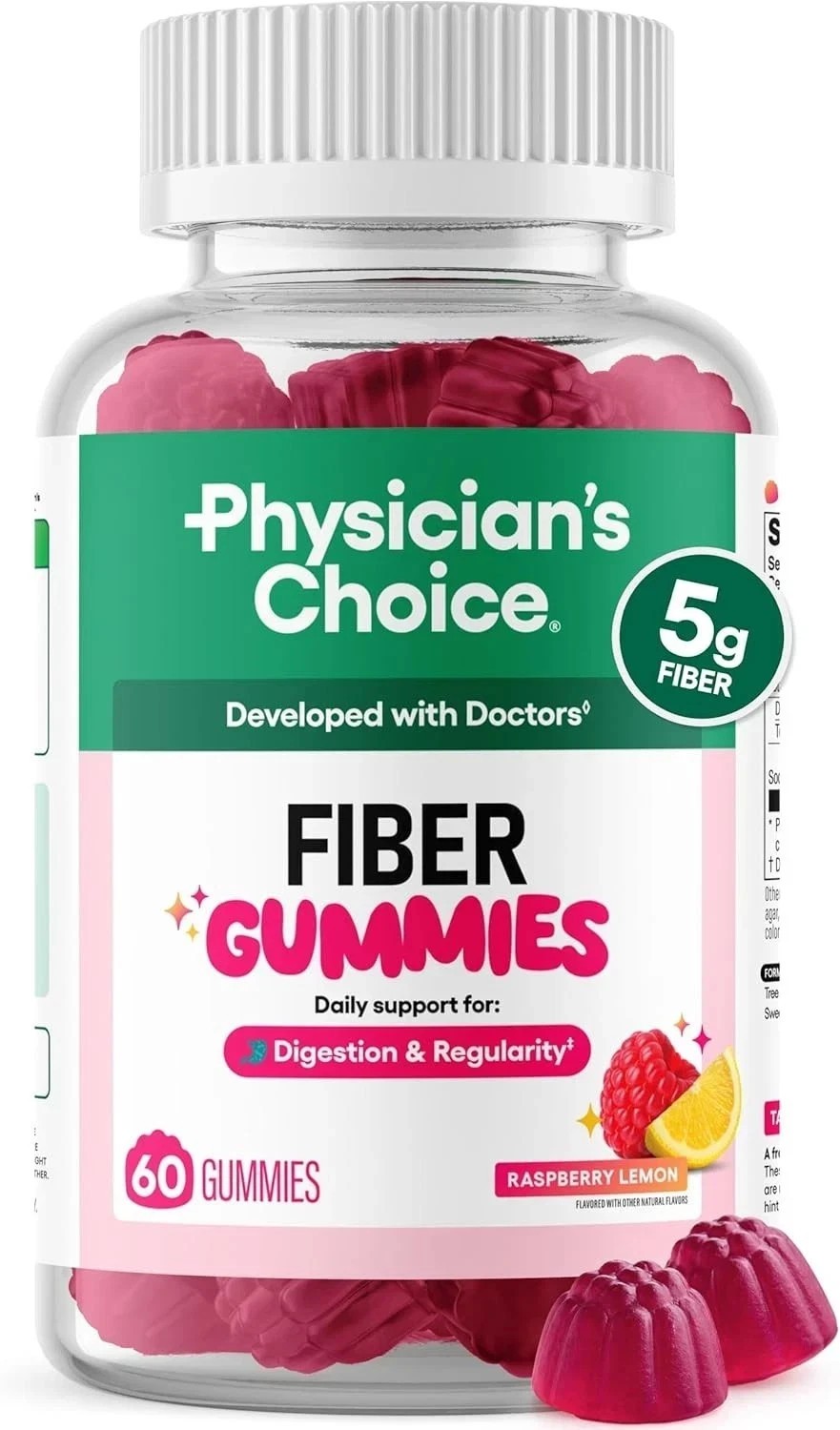 Physician’s Choice Fiber Gummies for Digestive Health & Regularity – Raspberry L