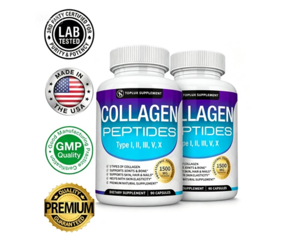 Premium Collagen Peptides🔥 1800 MG Hydrolyzed Anti-Aging (Types I,II,III,V,X)