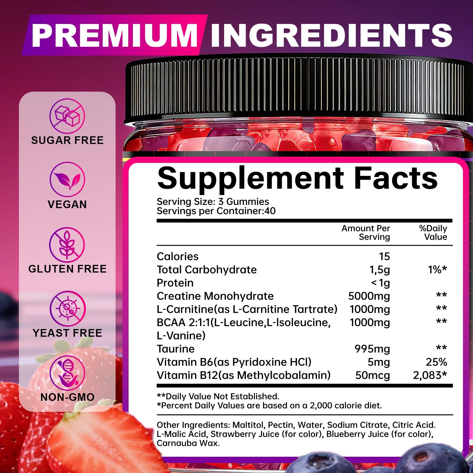 Oshicar Creatine Gummies For Women 3 Gummies 5G Creatine Monohydrate
