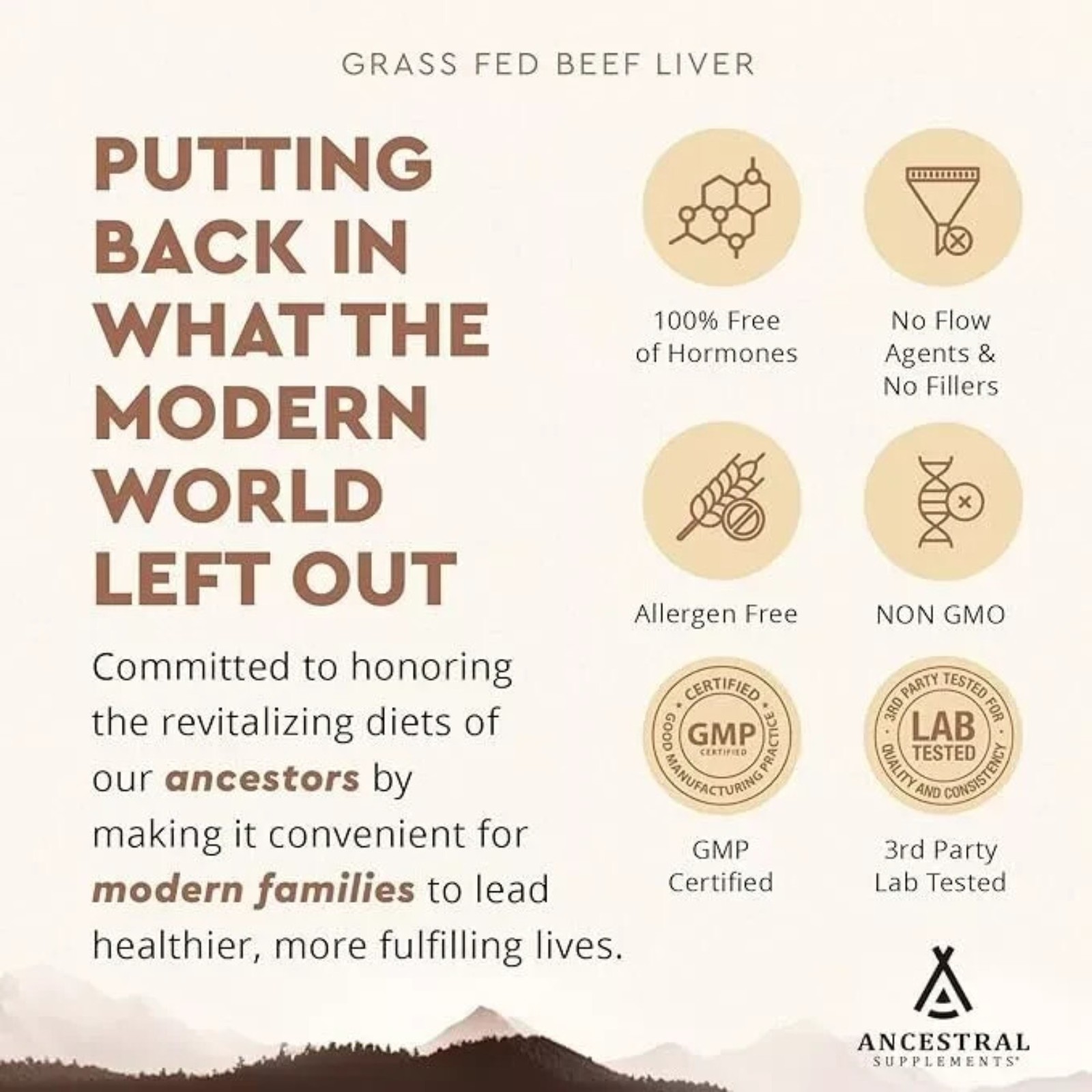 Ancestral Supplements Grassfed Beef Liver – 180 Capsules 500mg EA free shipping