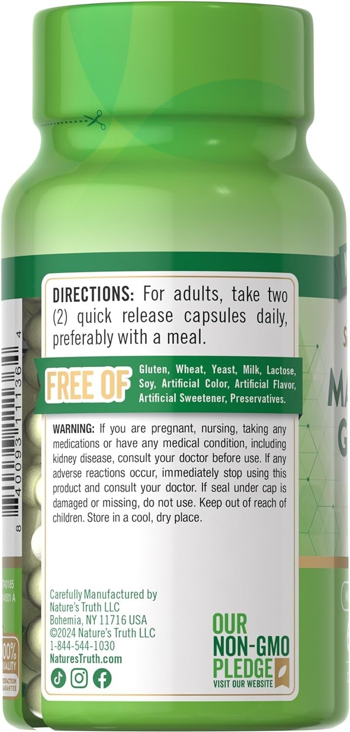 2 Pack Magnesium Glycinate 200mg 120 Caps (2×60) Sleep, Cramping, Blood Pressure