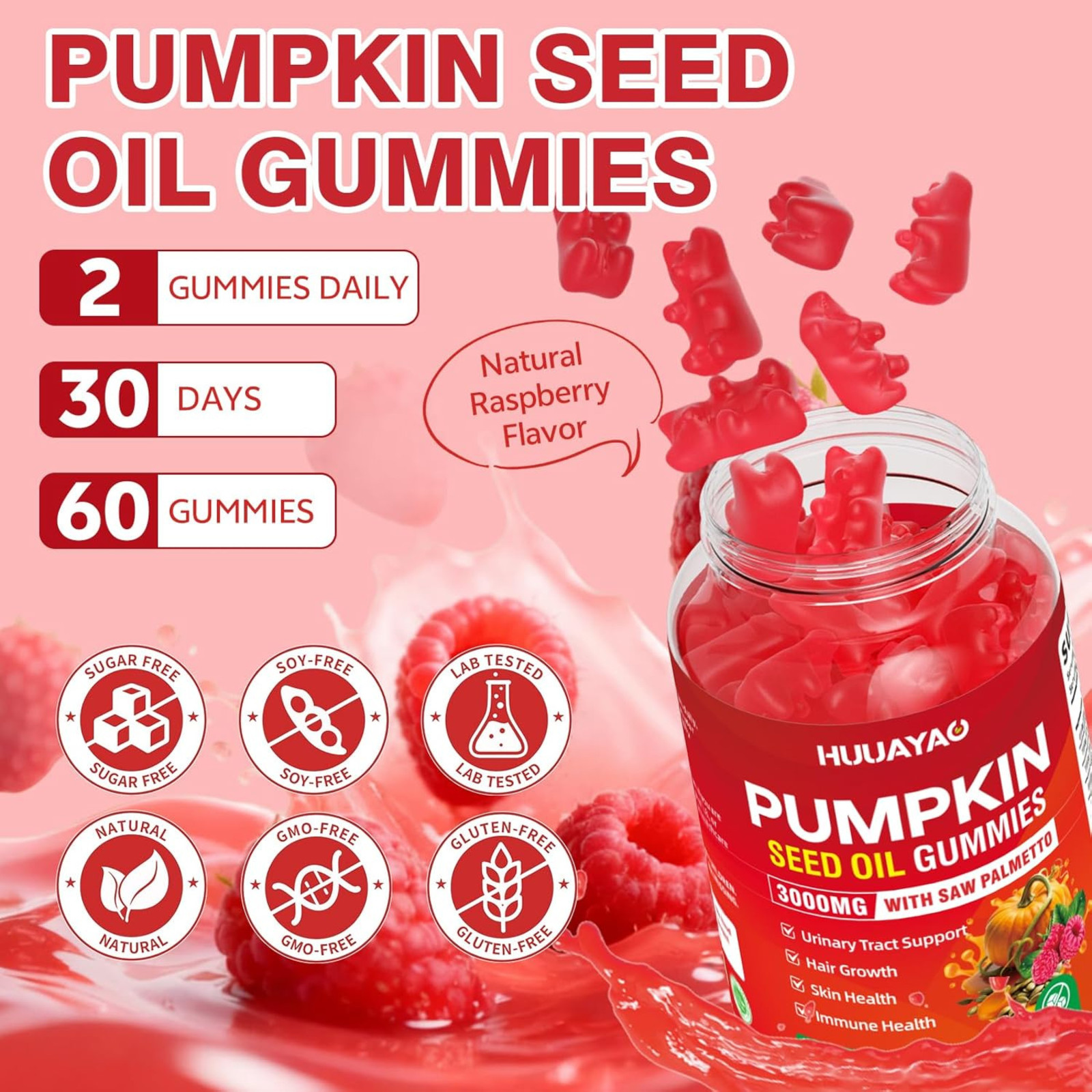 Pumpkin Seed Oil Gummies 3000MG, Organic 60 Count (Pack of 1)