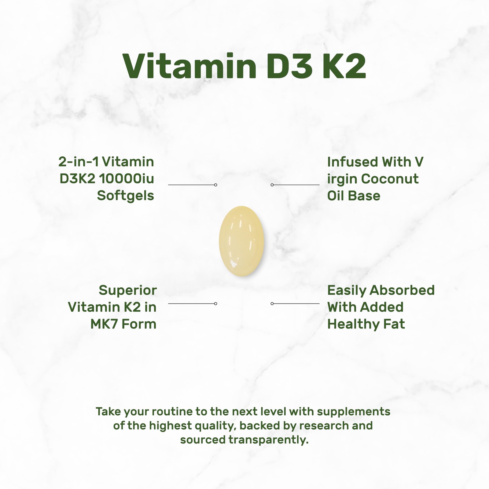 DEAL SUPPLEMENT Vitamin D3 10,000 IU + K2 MK7 250 Count (Pack of 1), Red