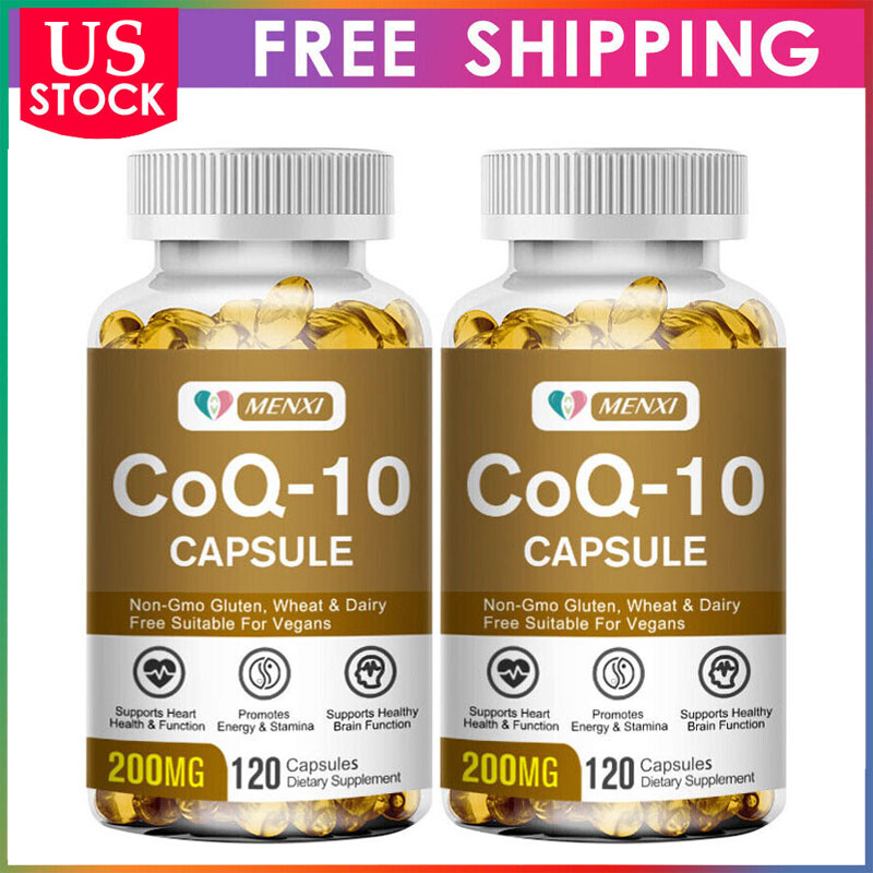 2 Bottles 200mg CoQ10 High Absorption Q10 Coenzyme Energy Support Heart Health