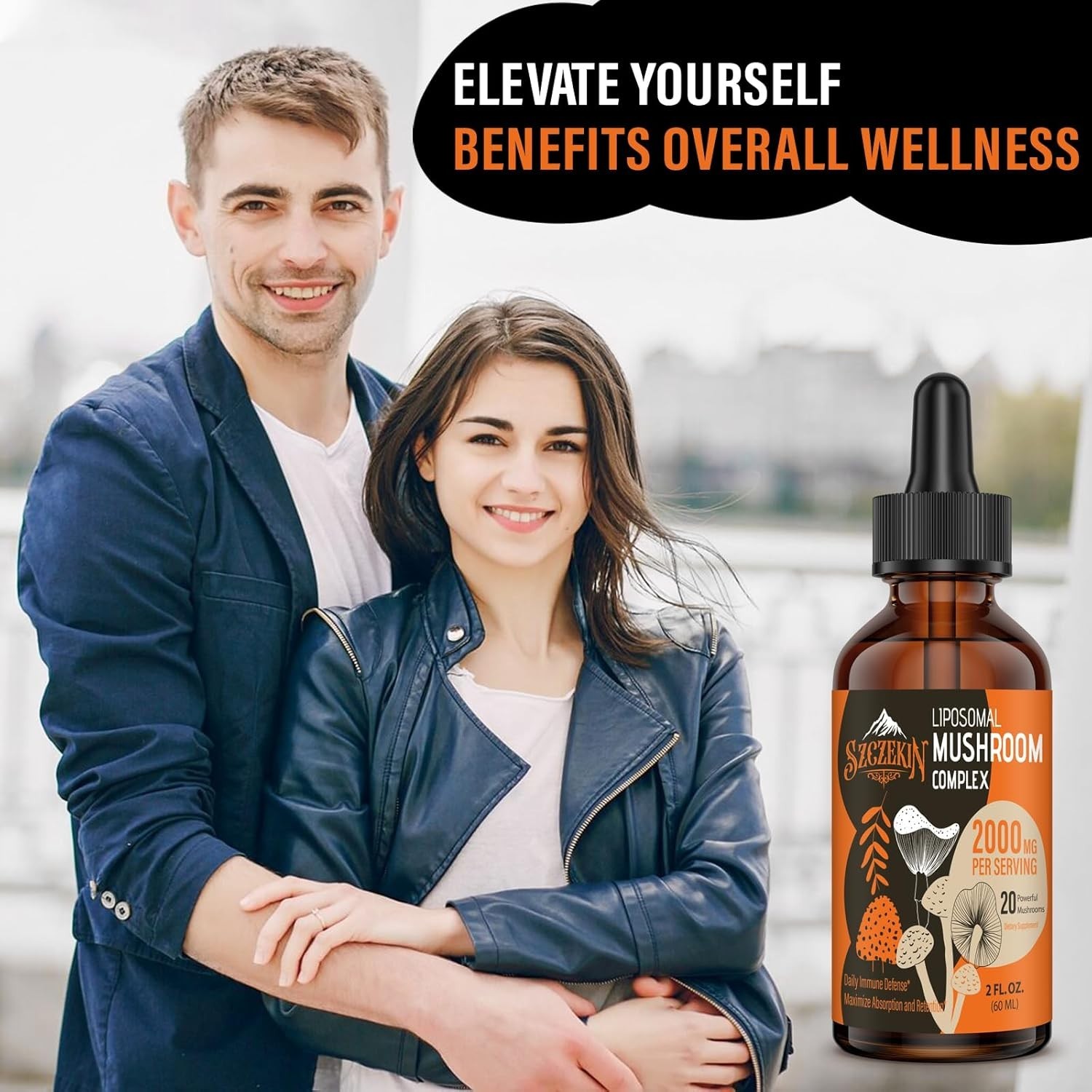 2000 MG Liposomal Mushroom Drops – 20 Organic Extracts for Immunity & Focus