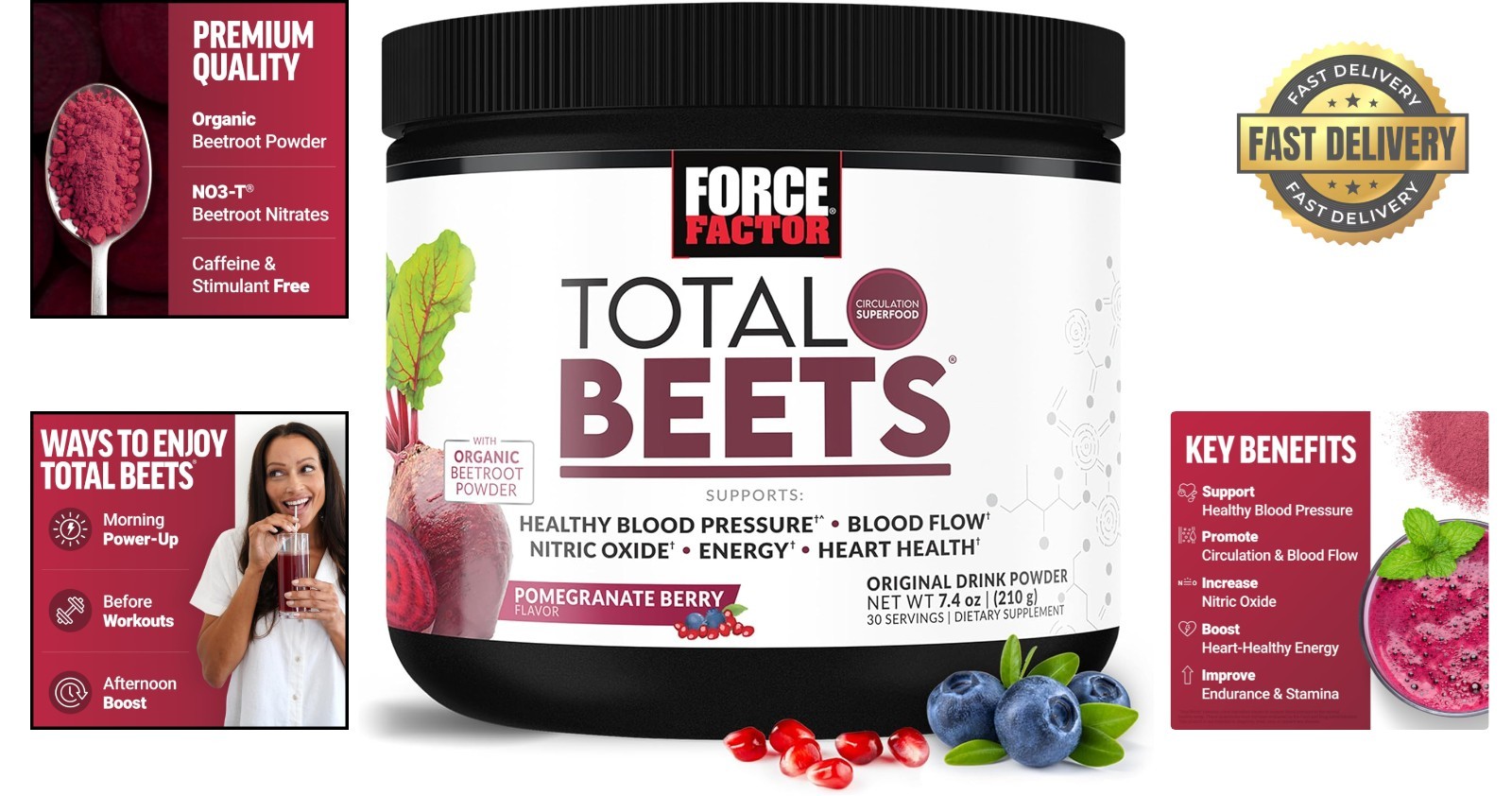 Gluten-Free Total Beets Superfood Powder – Enhance Circulation & Stamina, 7.4 Oz