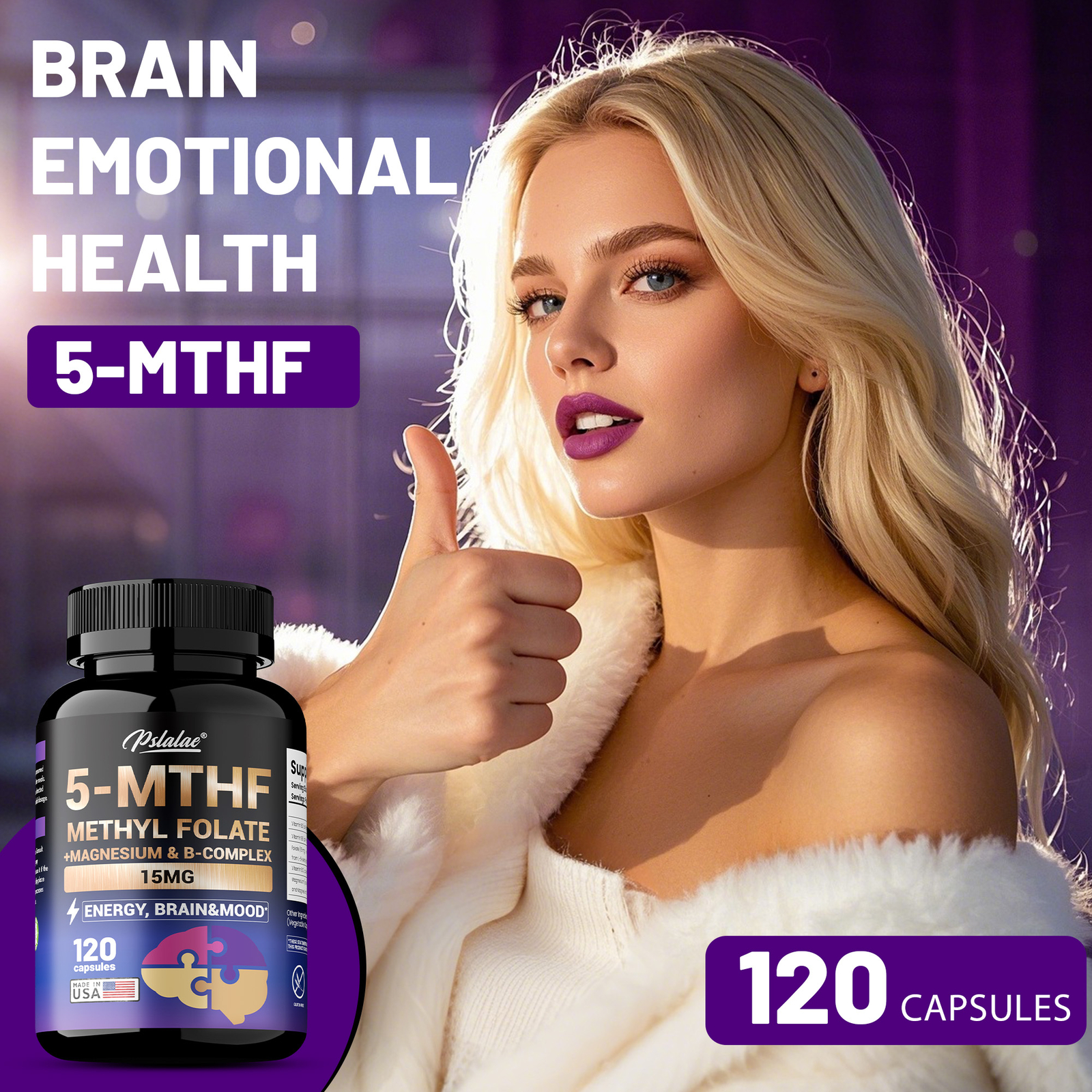 5-MTHF Methylfolate – Brain Health and Mood Support, Memory Enhancement, Focus