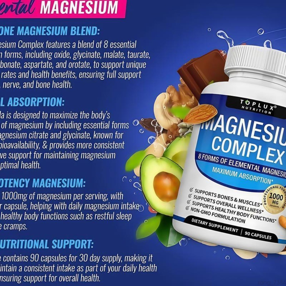 Magnesium complex 1000mg 7 types | Sleep musculoskeletal support 90-New