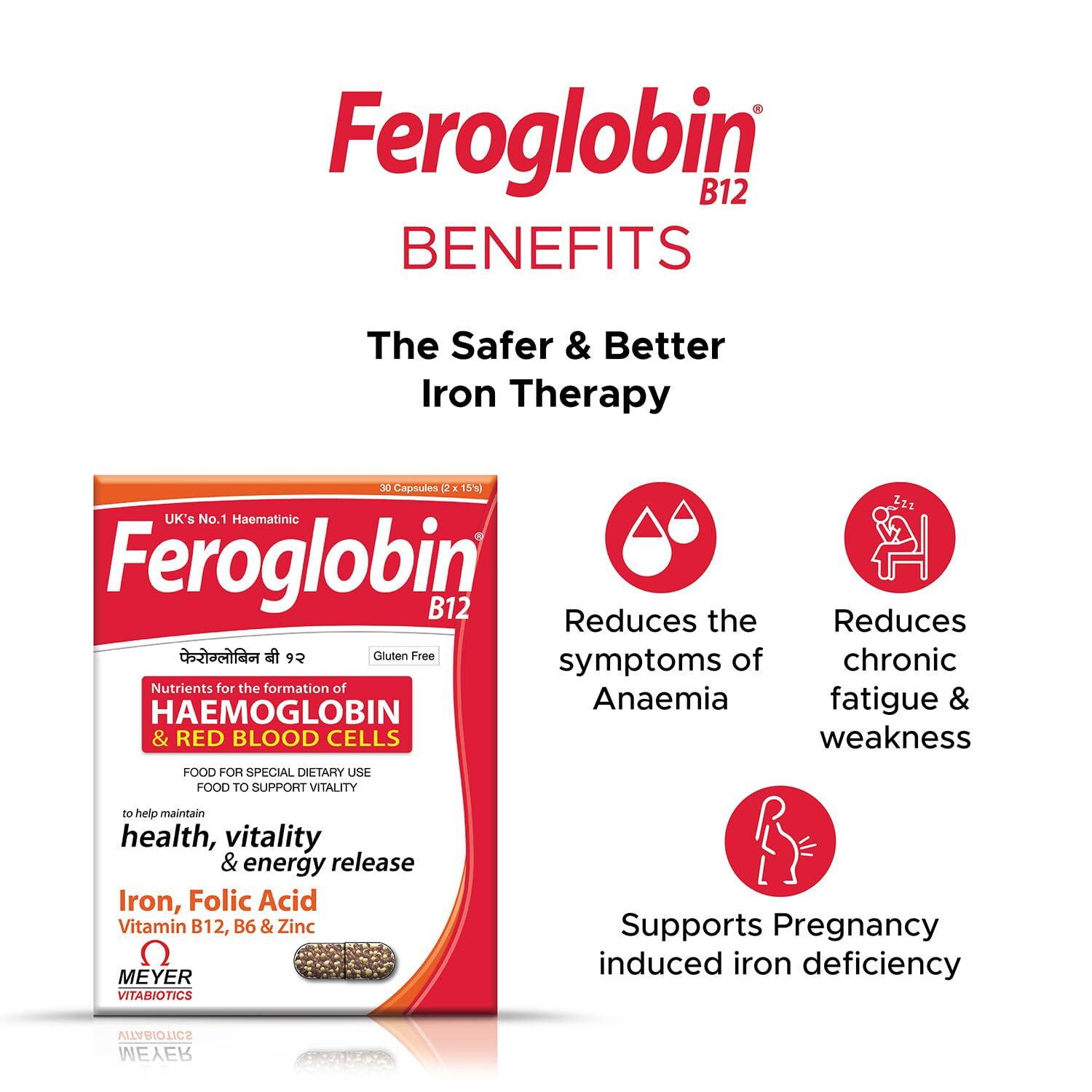Vitabiotics Feroglobin Organic Mineral Capsules 30/ 60 /120 Count + F/S