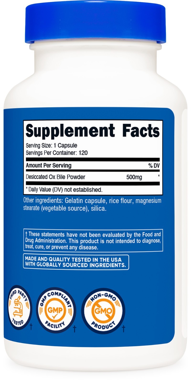 Nutricost Ox Bile Capsules 500mg, 120 Capsules – Gluten Free, Non-GMO