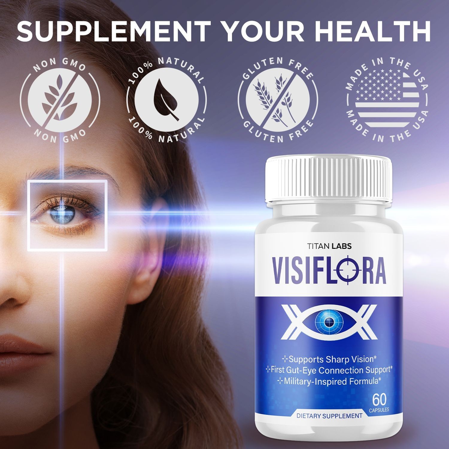 (1 Pack) Visiflora Support Healthy Eye Vision & Function Visi Flora 60 Capsules