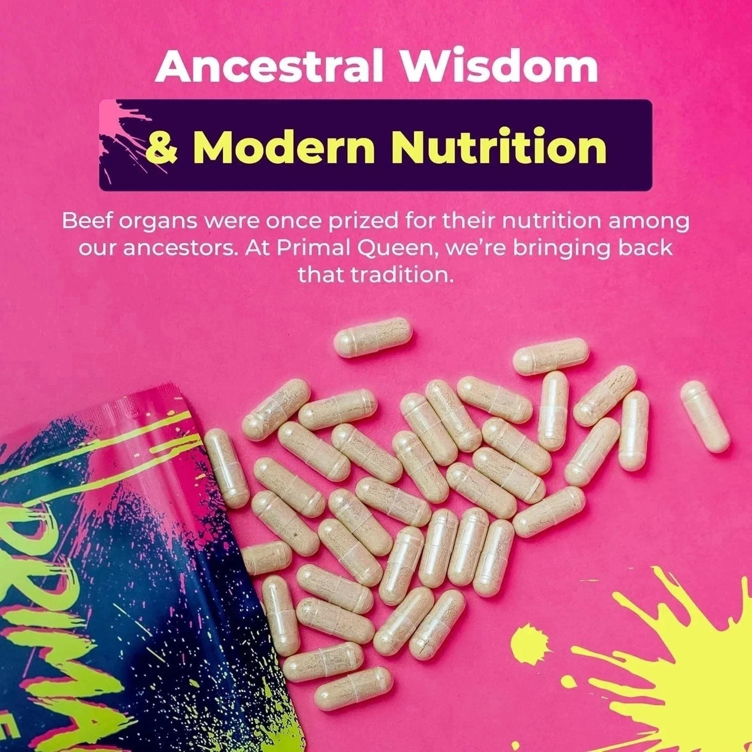 3PCS Primal Queen Supplement for Women 60 CountsBeef Organ Free Shipping !