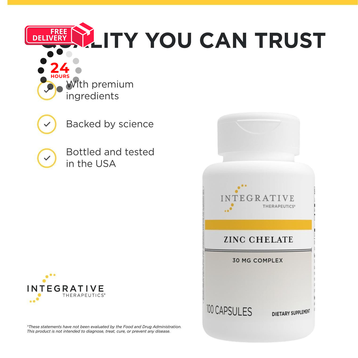 Integrative Therapeutics Zinc Chelate – Antioxidant 100 Count (Pack of 1)