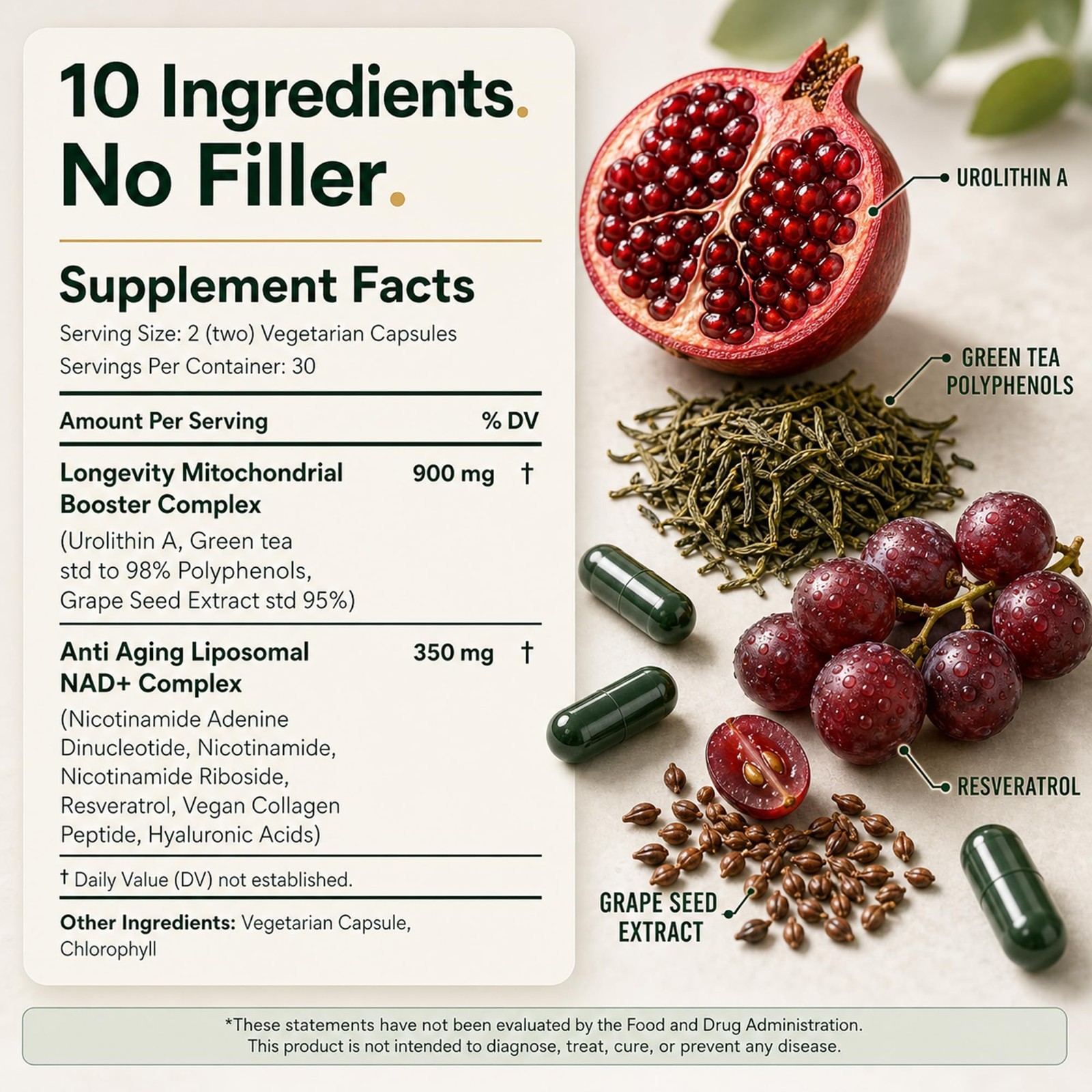 Liposomal Urolithin A 1250mg Complex | NAD+, NMD, Resveratrol | Energy, Cellular