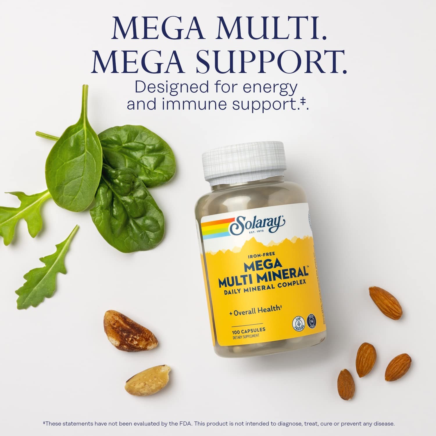 SOLARAY Mega Multi Mineral, Iron Free – Daily 100 Count (Pack of 1), No Color