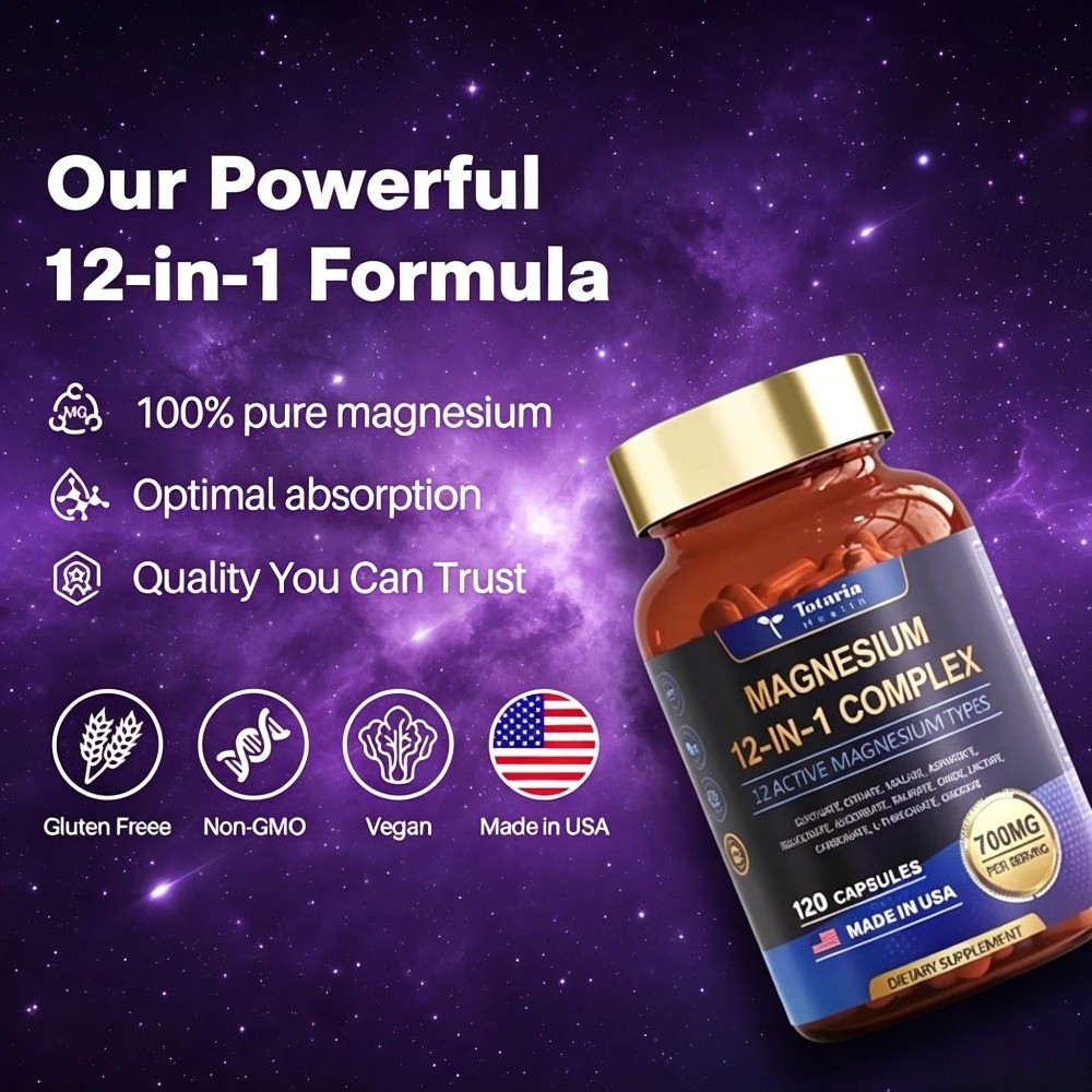 Totaria Magnesium 12-in-1 Complex 700mg for Muscle & Relaxation Support
