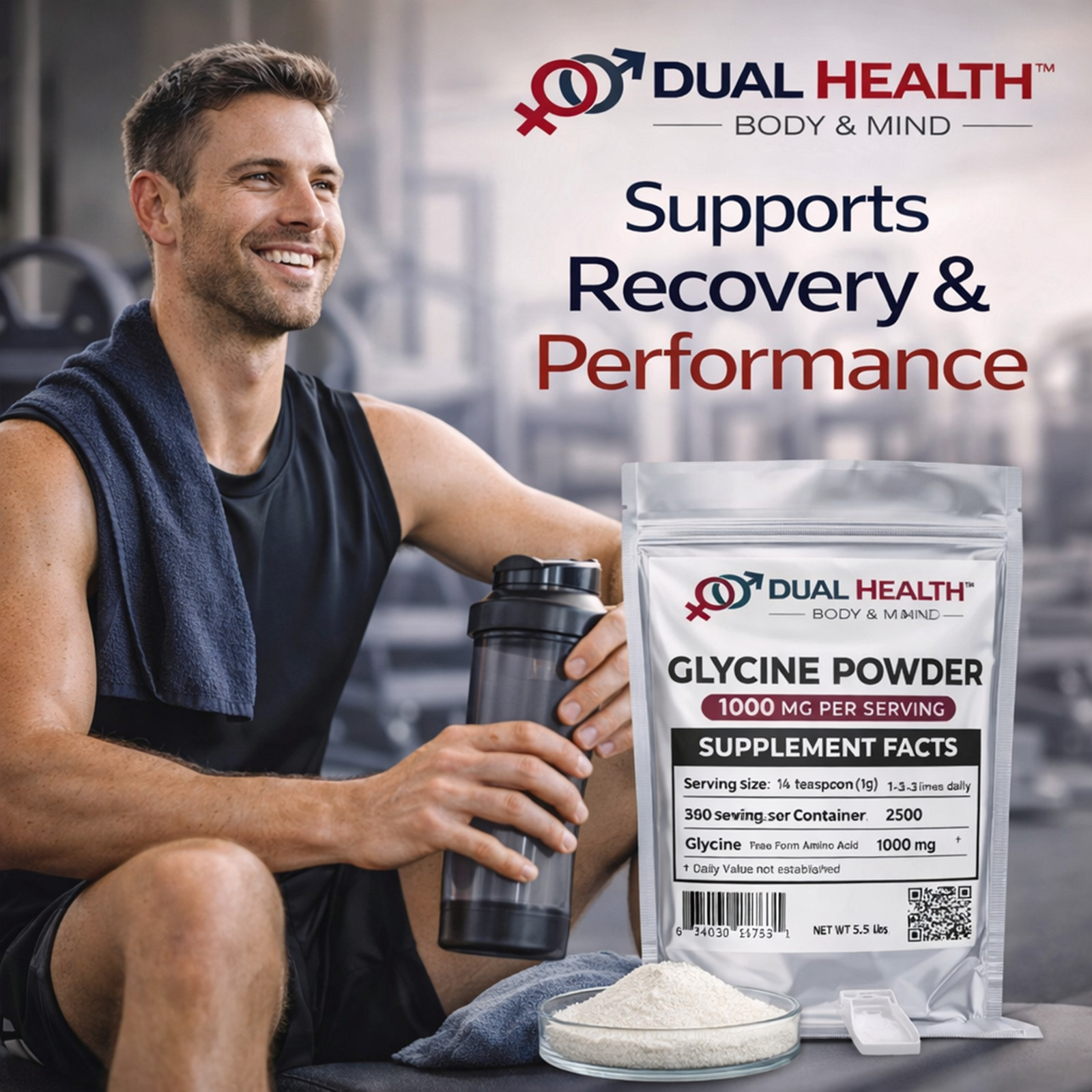 Glycine Powder Pure Amino Acid Supplement Sleep & Recovery Bulk Sizes